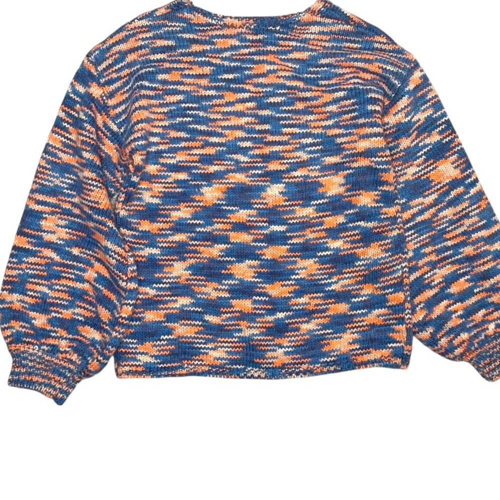 Altar’d State Blue Orange Soft V-Neck Balloon Sleeves Small - Picture 5 of 7